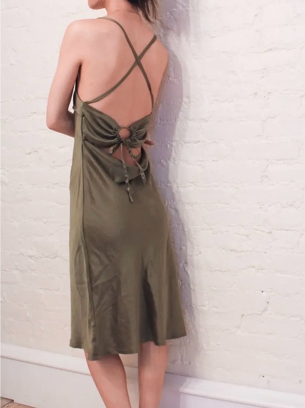 100% silk draped back dress XXS